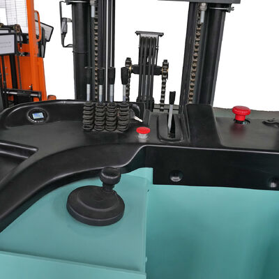 Stand-on electric reach truck with side-shift function, 3-meter lifting height, EPS buffer, suitable for narrow aisle warehouses