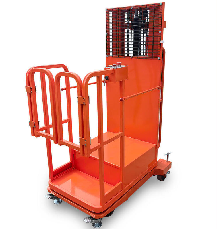Indoor Semi Electric Order Picker Built for Light Machinery Service and Elevated Picking Tasks