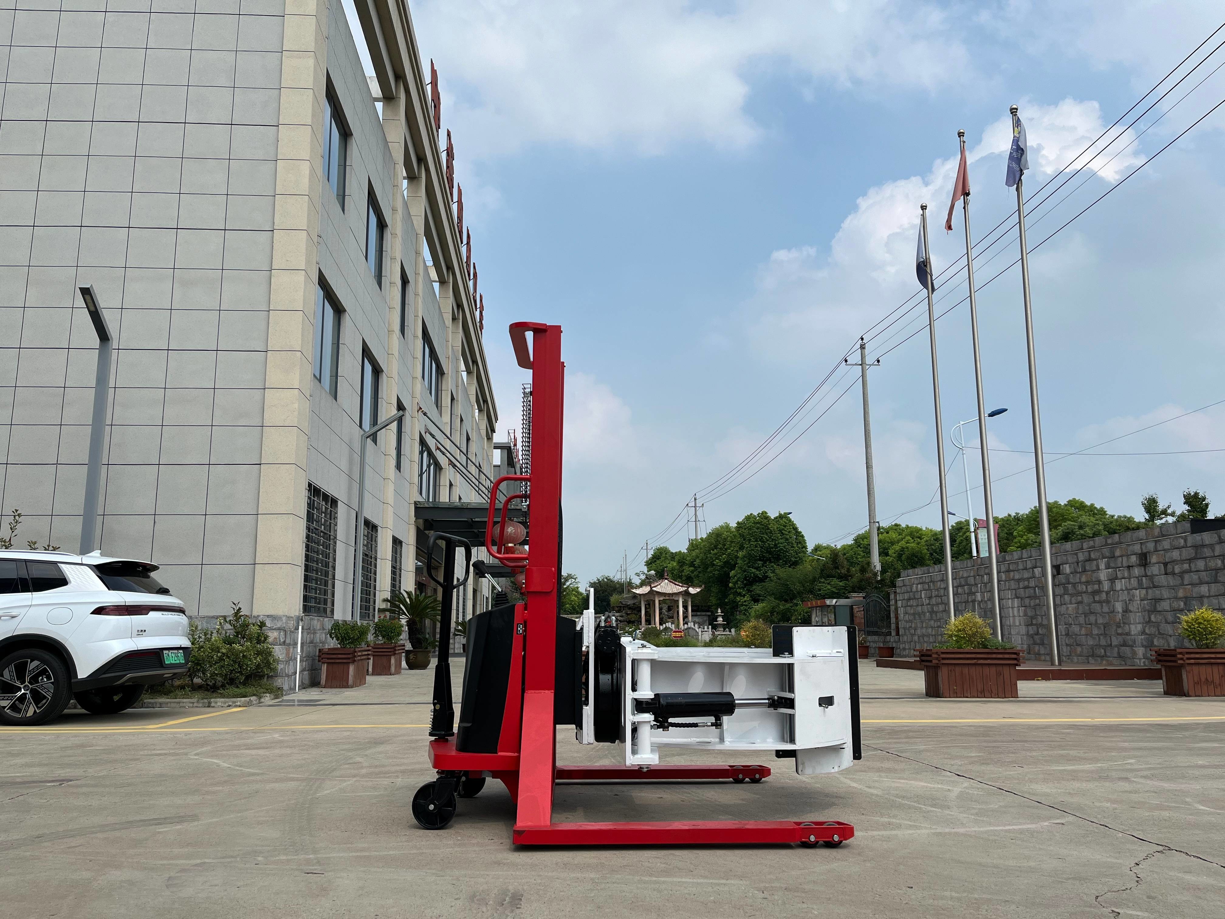 Cost Effective Semi Electric Roll Stacker Manual Push With Electric Lift For Efficient Paper Reel Handling