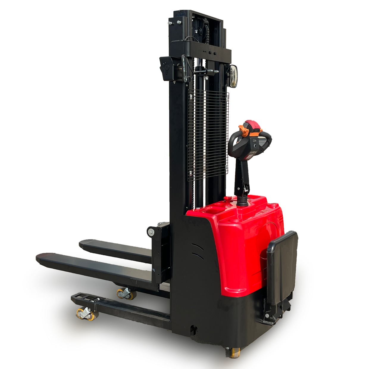CE Certified 1.5 Ton Electric Stand-On Forklift Truck with Double Lift
